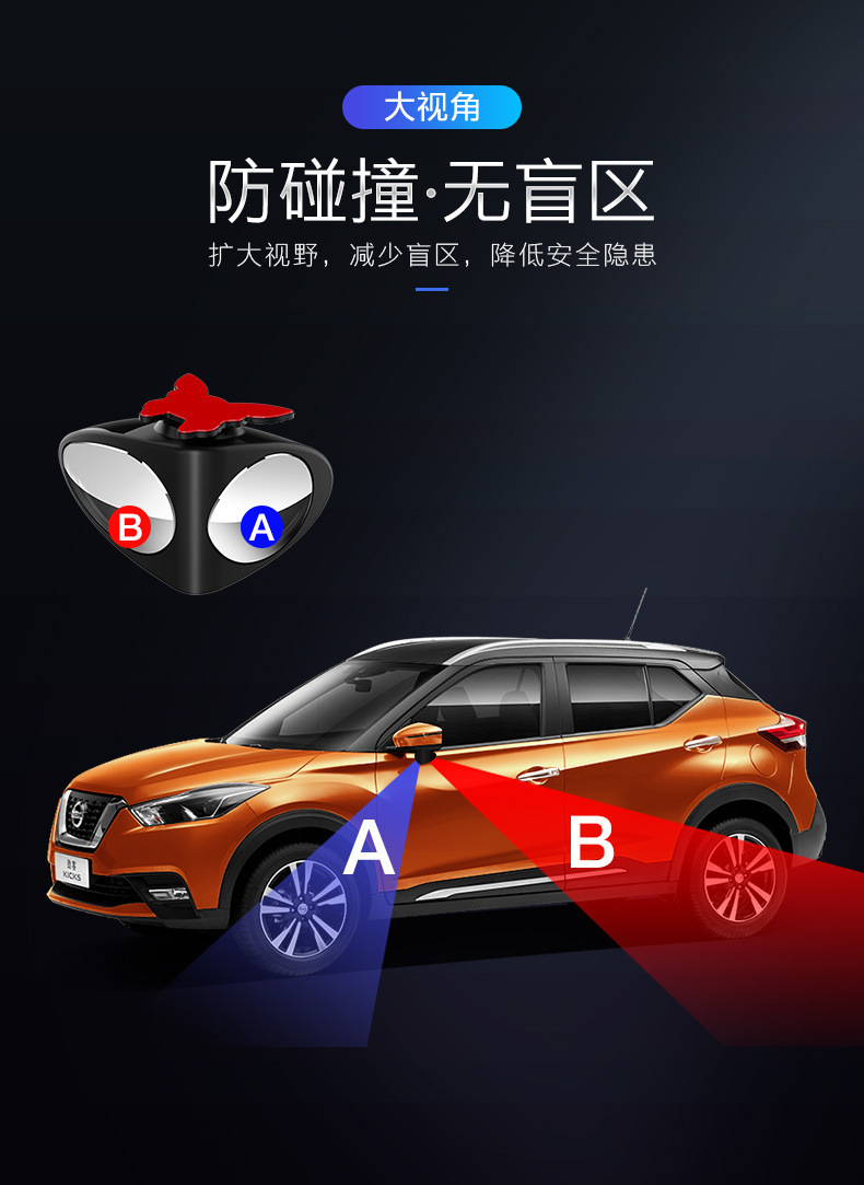 Car Rearview Mirror, Auxiliary Two-Way Small Round Mirror, Car Blind Spot Mirror, Reversing Mirror, Front and Rear Wheel Blind Spot Mirror