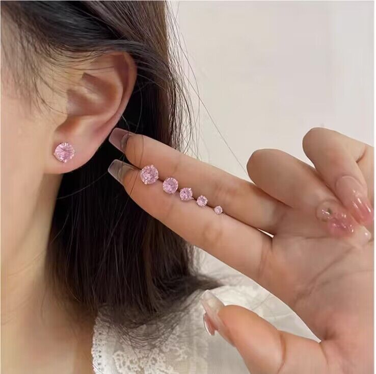 3g Weight 925 Sterling Silver Ear Needle Material 1 Pair Simple Style Geometric Plating Zircon Ear Studs