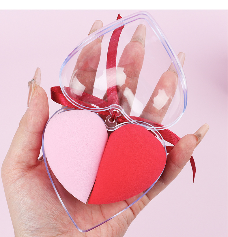 Sweet Double Heart Hydrophilic Non-latex Makeup Puff 2 Pieces display picture 2