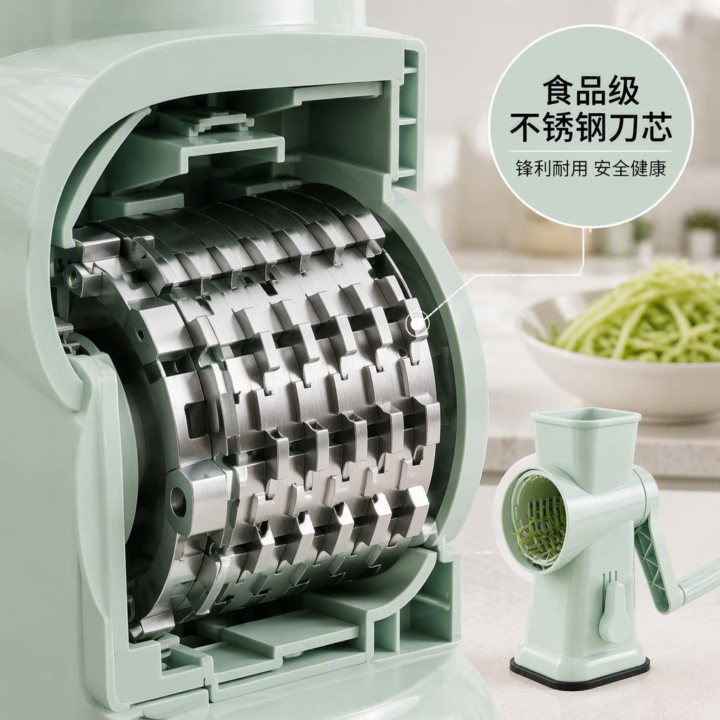 手摇滚筒切菜器家用多功能擦丝器厨房土豆黄瓜切片刨丝神器切菜机