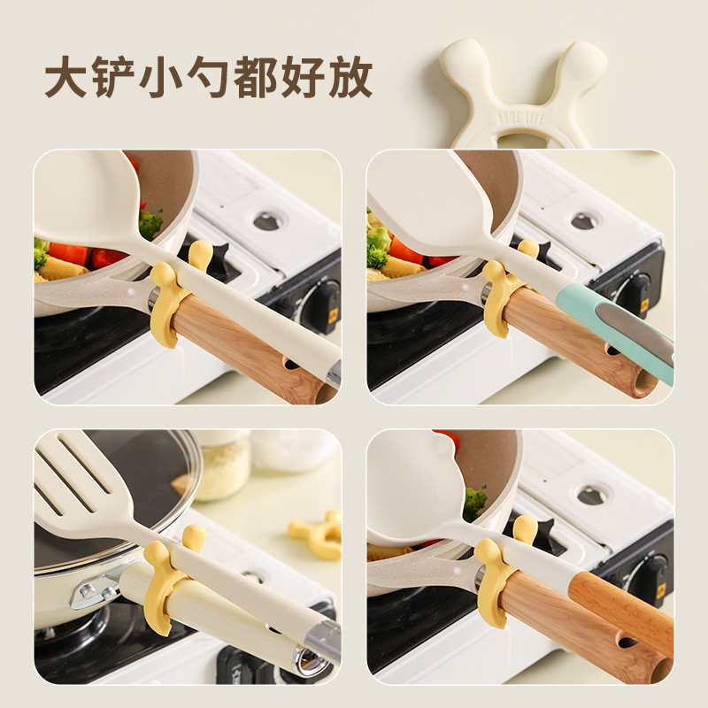 鹿耳锅边厨具架硅胶锅铲架汤勺厨具放置护铲架托汤勺铲子收纳架|undefined