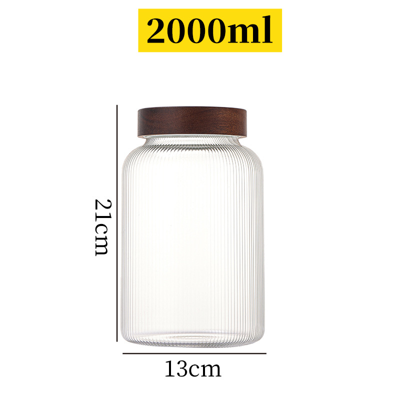 botella de embalaje de cáscara de naranja de gran capacidad alta borosilicato tanque de almacenamiento de vidrio sellado granos gruesos frutas secas jarro de té tapa de madera acacia