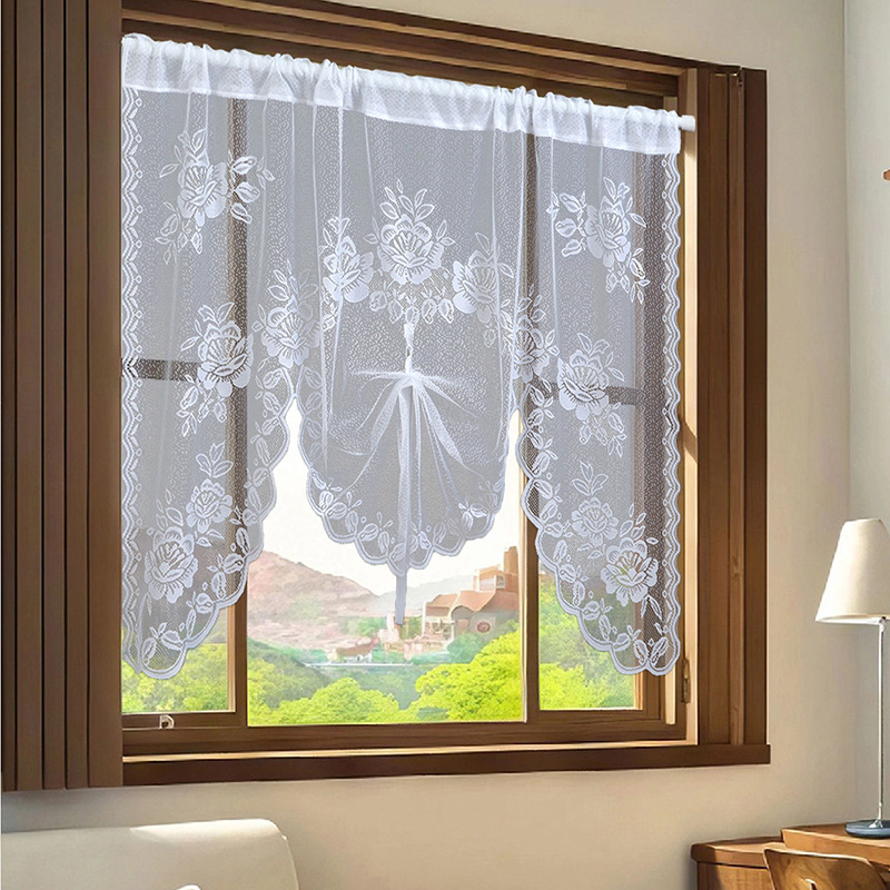 American white half curtain coffee yarn lace partition double French kitchen wholesale