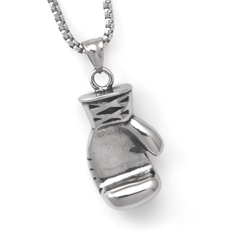 Stainless Steel Fitness Sports Boxer Gloves Pendant Titanium Steel Men Hip Hop Retro Personality Street Fashion Necklace