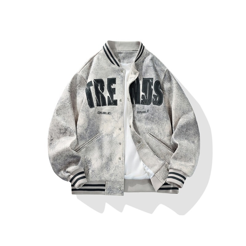 American Baseball Uniform Men's Spring and Autum Trendy Brand Letter Cardigan Jacket Large Size Oversize Loose Casual