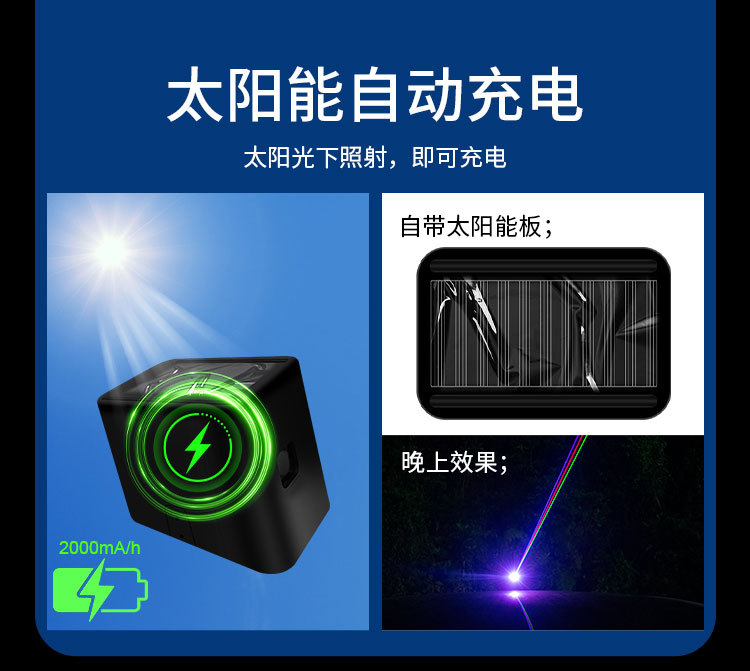 Vehicle-Mounted Remote Pilot Light, Car Laser Cannon, Solar Anti-Rear Collision, High-Speed Help, Anti-Fatigue Flash Warning Light