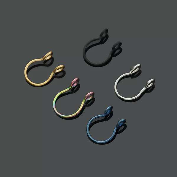 Factory Direct Sales Cross-border Stainless Steel Electroplating European and American Fashionable Simple Double Circle Nose Ring Nose Punch-free Nose Clip