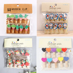 Wooden clothespins Christmas craft wooden clips cartoon wooden note holder ornaments mini small clips handmade clips 10 pieces
