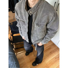 欧美街头潮流宽松机车服皮衣男潮痞帅气高级感飞行员PU皮夹克外套