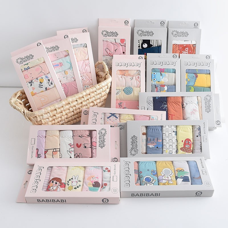 Barbi Bibi Five Pairs of Boxed Kidsren's Underwear 95 Cotton Boxer Briefs for Boys and Girls Cartoon Modal Underwear Wholesale