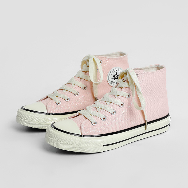 クラシックなハイカット1970年代レトロスニーカー、韓国版2025秋原宿風万能学生女子キャンバスシューズ、男女カップル向け