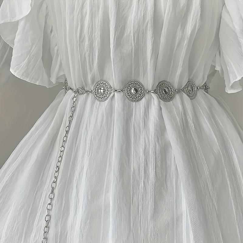 Cinturón de perlas doradas plateadas, elegante y duradero