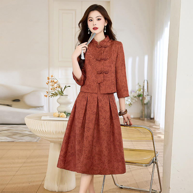Mother's Wedding Banquet Suit Spring Outfit Elegant New Chinese Style Two-Piece Set Fashionable Young Mother-In-Law Wedding Dress Mother's Wedding Banquet Suit Spring Outfit Elegant New Chinese Style Two-Piece Set Fashionable Young Mother-In-Law Wedding Dress