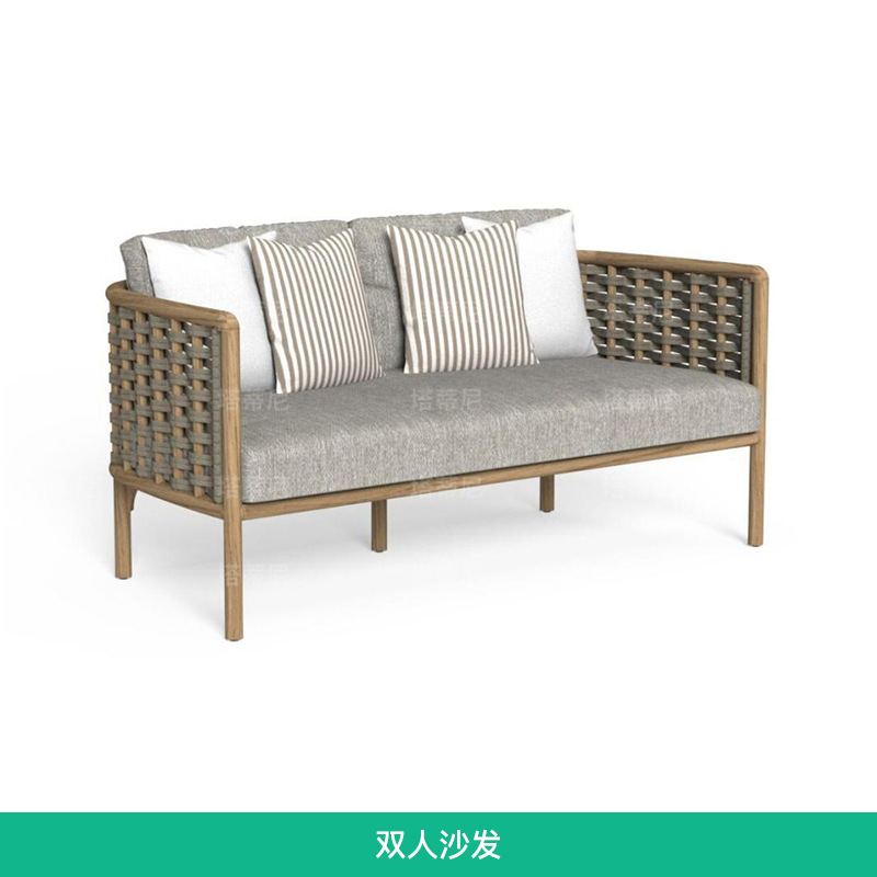 Sofá de teca al aire libre patio balcón de ocio al aire libre jardín nórdico muebles de teca famosos alojamiento de alta gama