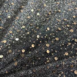 现货高级银丝弹力底亮片绣花布高定礼服布料高端时尚女装外套面料