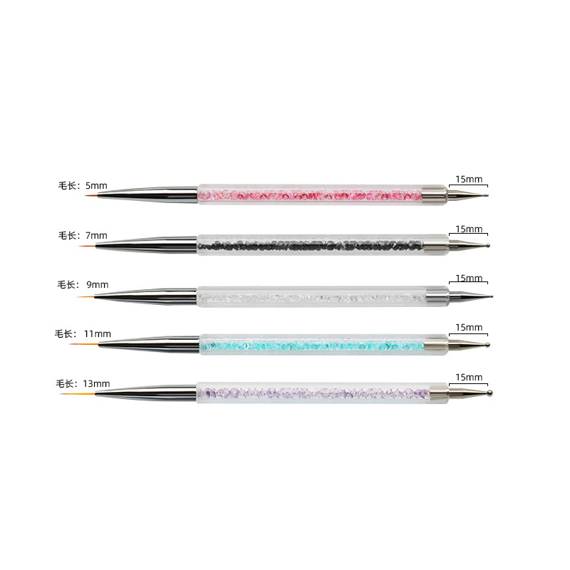 Cross-border five-pack manicure double-head dot-drill drawing pen hook line pen color painting pen nail salon special nail art pen