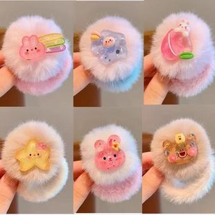 [Shop selling] Children's autumn and winter plush head rope cartoon plush hair ring soft cute hair rope ponytail headdress