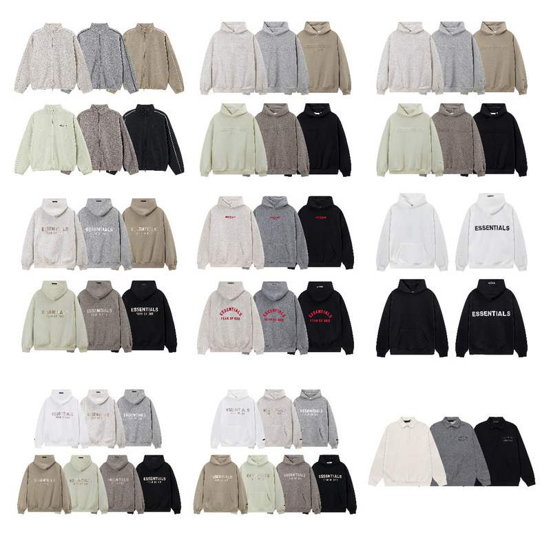 FOG hoodie with classic silicone logo, casual pullover for men and women, fleece-lined jacket, essentials hoodie