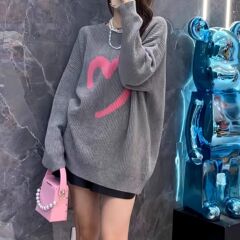 秋冬圆领韩版毛衣女宽松慵懒风休闲女装针织衫时尚套头内搭打底衫