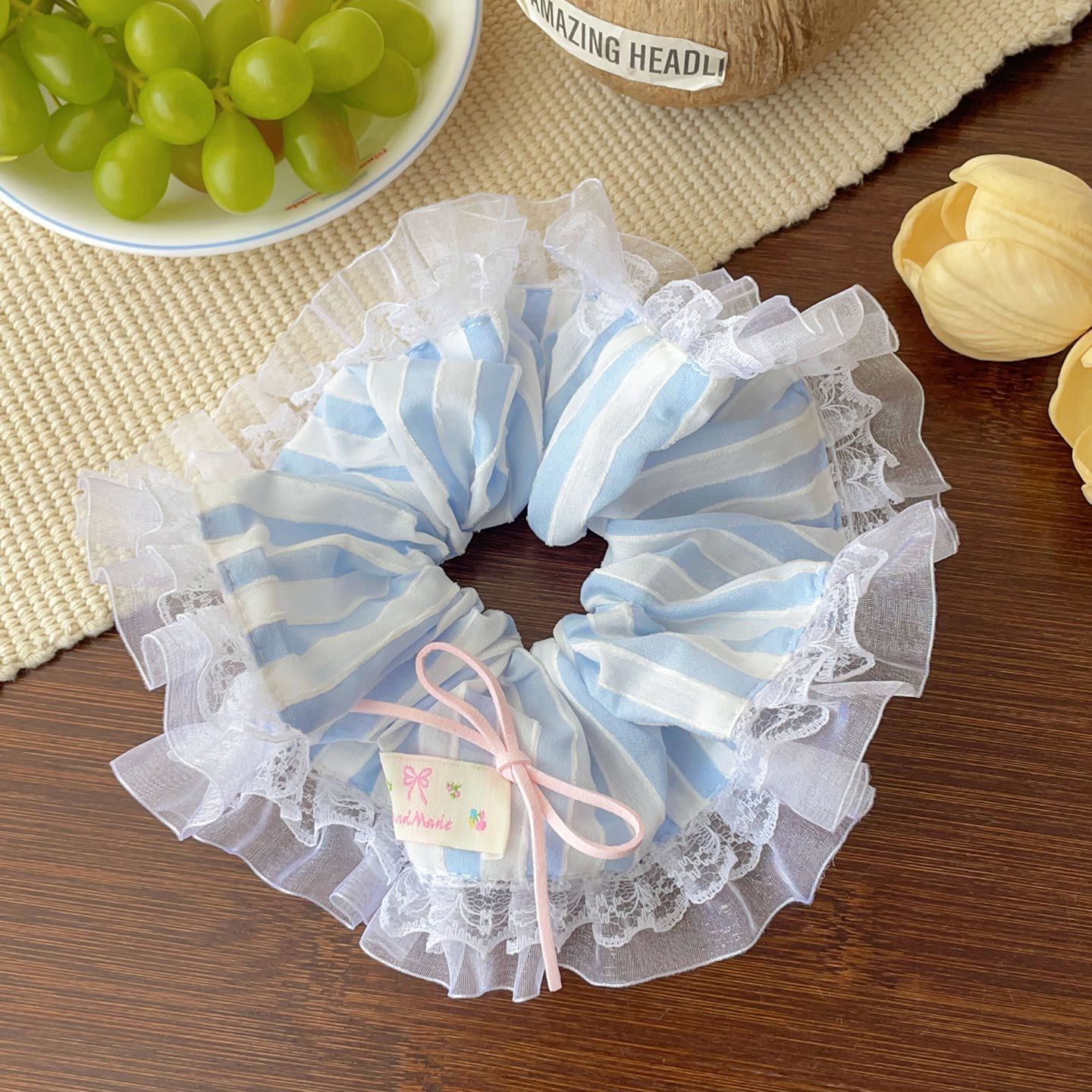 Encaje retro francés, diadema de intestino grueso, mujer 2025, nuevo estilo, cuerda para el cabello, banda de goma, lazo, dulce cuerda para el cabello, accesorios para el cabello