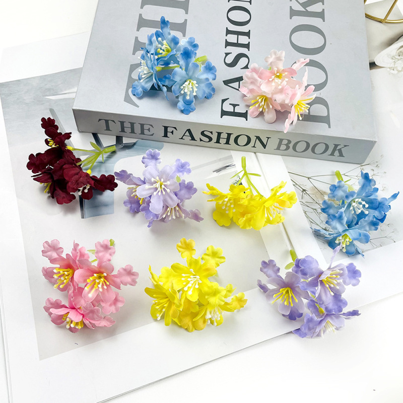 模擬 3 つの小さな草の花 diy 家の装飾造花小さな新鮮な蘭の頭飾り材料写真撮影の装飾品|undefined