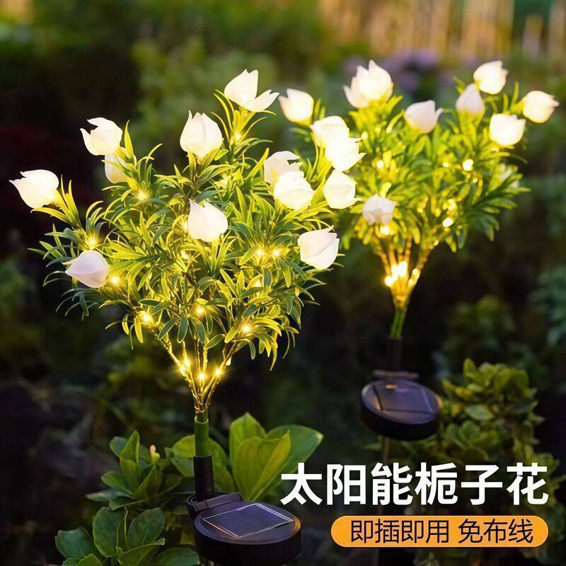 Solar-Powered Garden Light with Led Artificial Flowers, Decorative Lawn Lamp, Outdoor Waterproof Ambiance Light