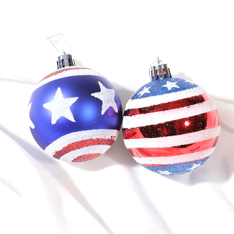 Cross-border wholesale US Independence Day hanging decoration props Christmas ball decoration plastic ball hand-painted hand-painted ball set