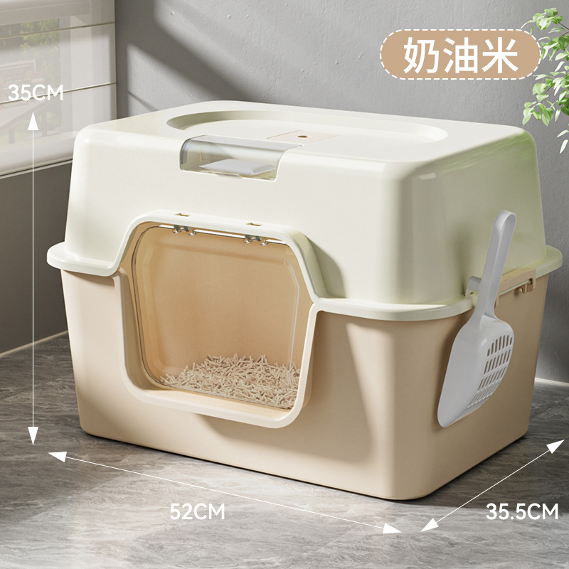 Cuenca de arena para gatos totalmente cerrada anti-odorante desodorante inodoro para gatos super grande fuera de la arena para gatos inodoro para gatos super grande
