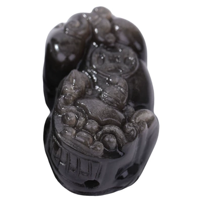 Zərgərlik ara hissələri — Silver Obsidian Lion and Pixiu