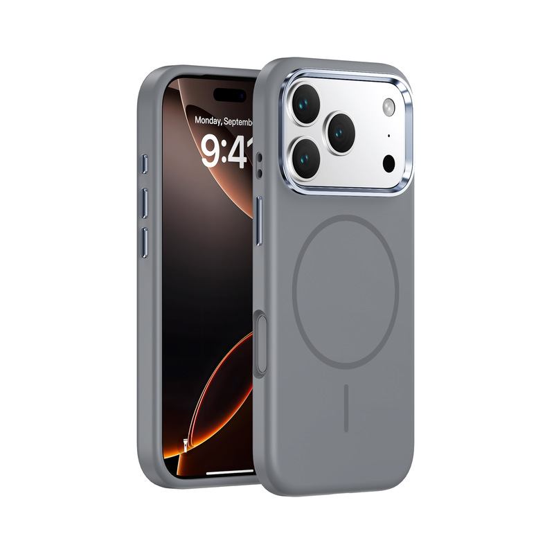 新しい iPhone17Air 携帯電話ケース金属レンズ磁気吸引ハイエンド Apple 17 液体シリコーン保護カバー|undefined