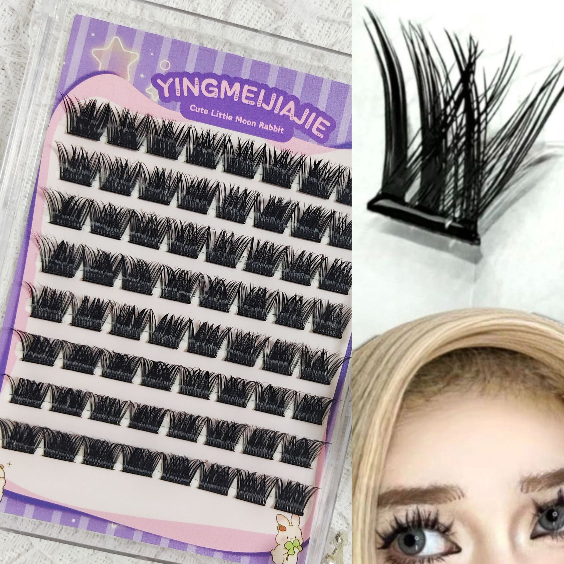 Caja de regalo de pestañas falsas transfronterizas empaquetadas ocho filas YF28 estilo natural y estilo de juego de roles sin pegamento pestañas falsas