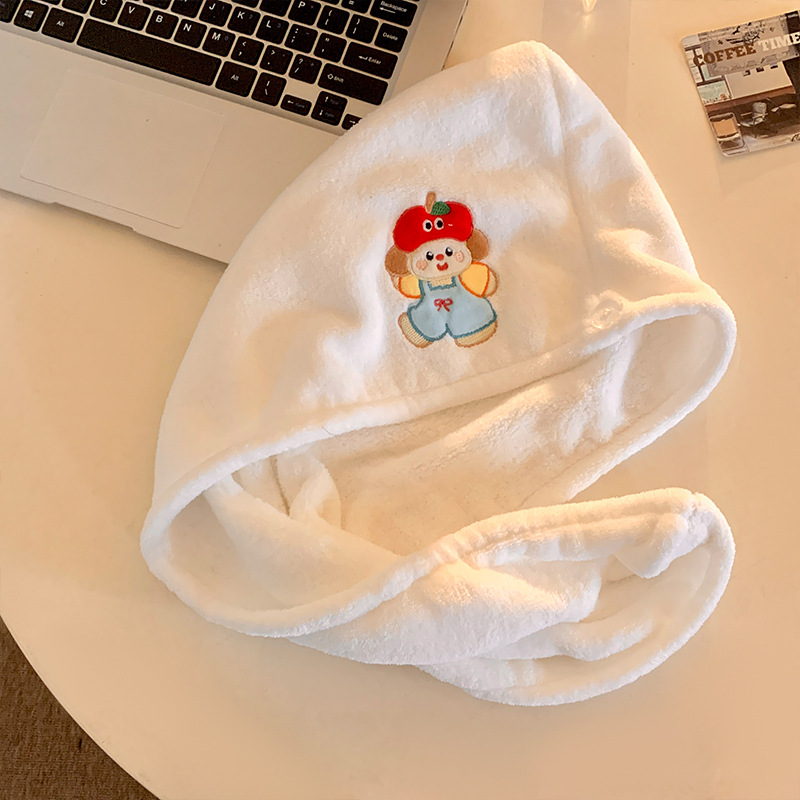 Linda toalla de baño de oso para mujer, absorción de agua, secado rápido, baño en casa, toalla para el hogar, toallita para el cabello para adultos, sombrero de tres piezas para el cabello seco