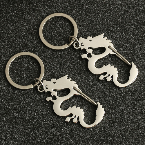 Gift wholesale zodiac dragon shaped men's keychain high-end car pendant stainless steel zodiac dragon keychain