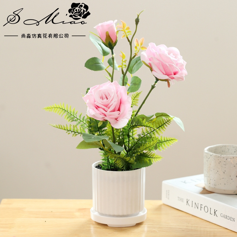 Flor Artificial estilo rural Rosa bonsai flor artificial decoración interior suministro directo de fábrica entrega de una pieza simulación de planta verde image 13