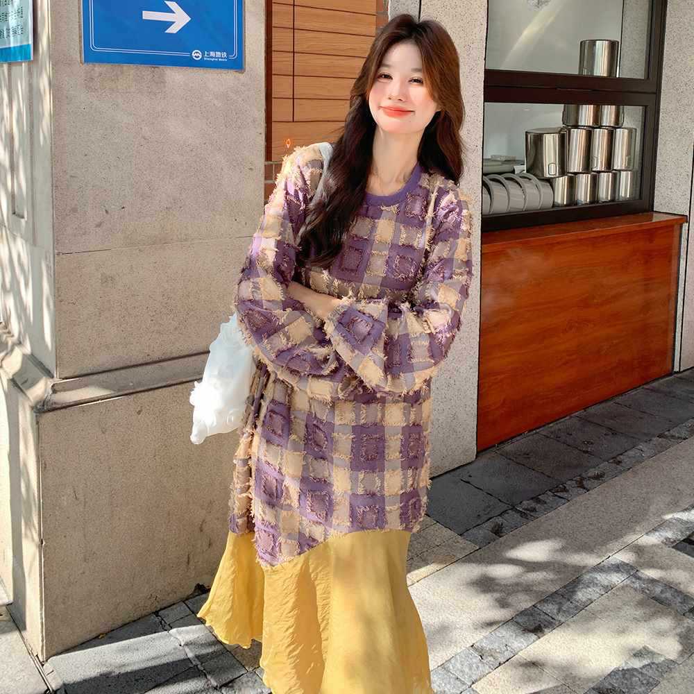 撞色拼接连衣裙女2025秋季新款时尚洋气艺术生明媚穿搭超好看裙子