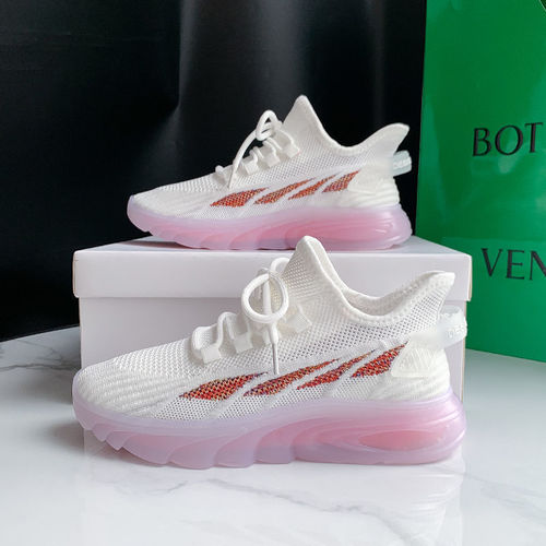 Women's Shoes Jelly Bottom 2024 Spring New Women's Fly Knitted Shoes One Piece Breathable Student Running Shoes Sports Shoes
