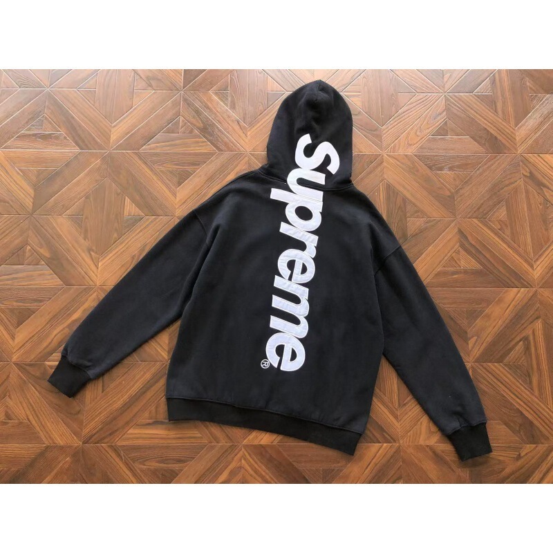 Cross-border classic 25FW Supreme heavyweight fleece-lined hooded sweatshirt with patch embroidery, American-style popular autumn/winter cotton