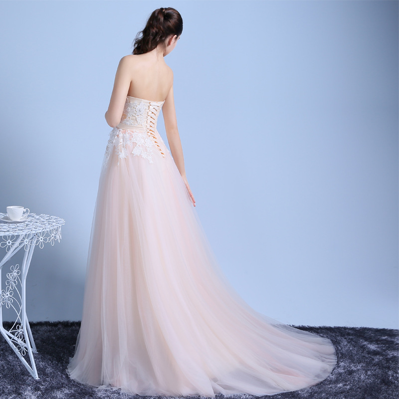 Europeo y americano Comercio exterior Amazon AliExpress deseo vestido de noche sexy tubo superior sin espalda encaje vestido de novia largo