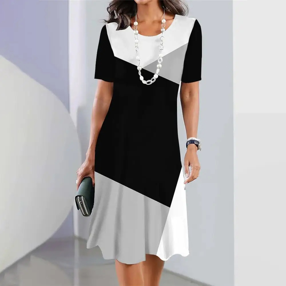 Geometric and striped print ladies dress elegant and beautiful long…