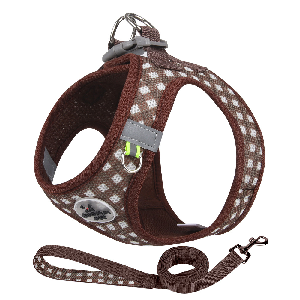 Arnés nuevo para gatos con un moderno diseño a cuadros, arnés antiescape para mascotas, arnés universal para gatos y perros.