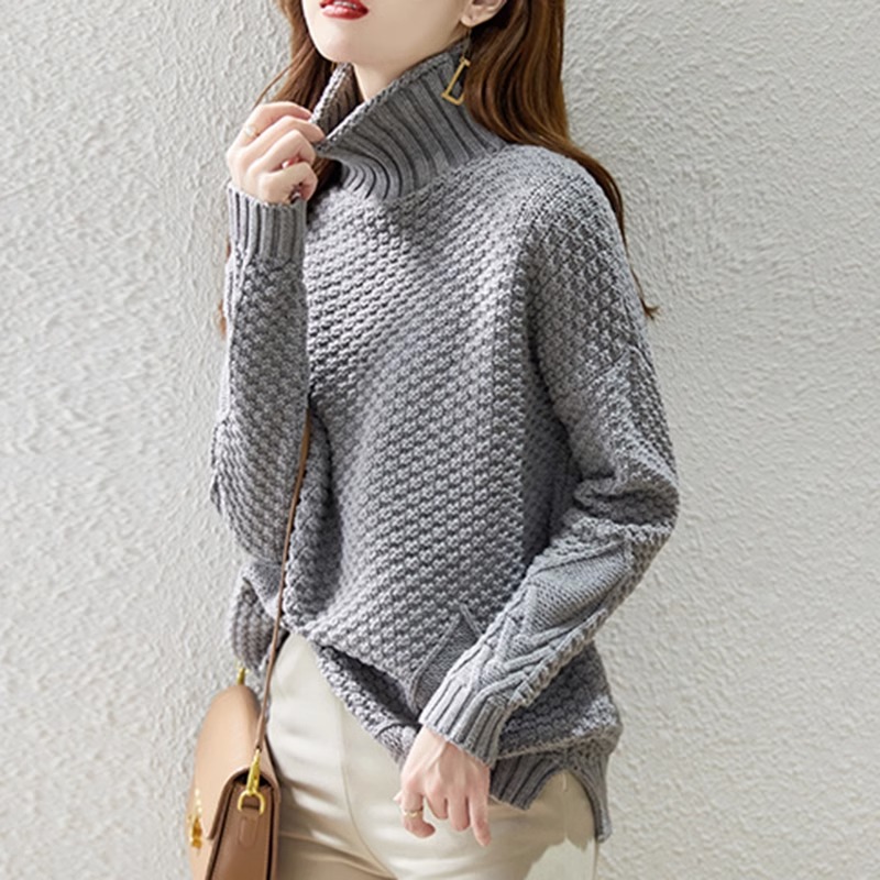 Suéter de cuello alto de alta calidad para mujer Otoño e Invierno 2024 nuevo popular engrosado camisa de fondo de moda image 10