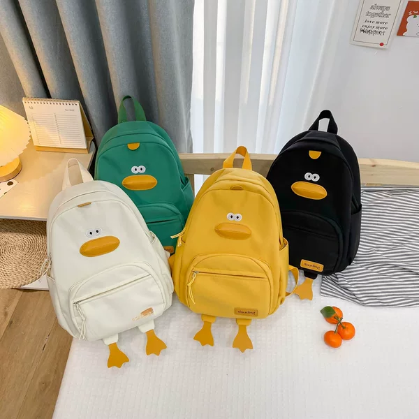 Kindergarten Schoolbag Korean Cartoon Cute Little Duck Backpack Printable LOGO Boys and Girls Canvas Backpack Children