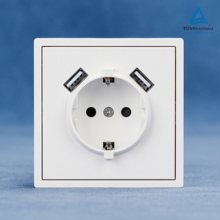 Large plate z series European gauge wall socket 250V ~/16A concealed German plug with USB dual Type-A port with CE