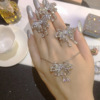 Brand ring, earrings with tassels, pendant, set, light luxury style, European style, platinum 950 sample