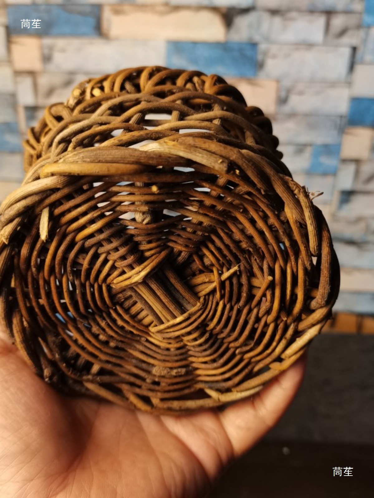日系迷你小花篮藤编花篓手工编织小提篮镂空花器花筒仿古吊篮花盆