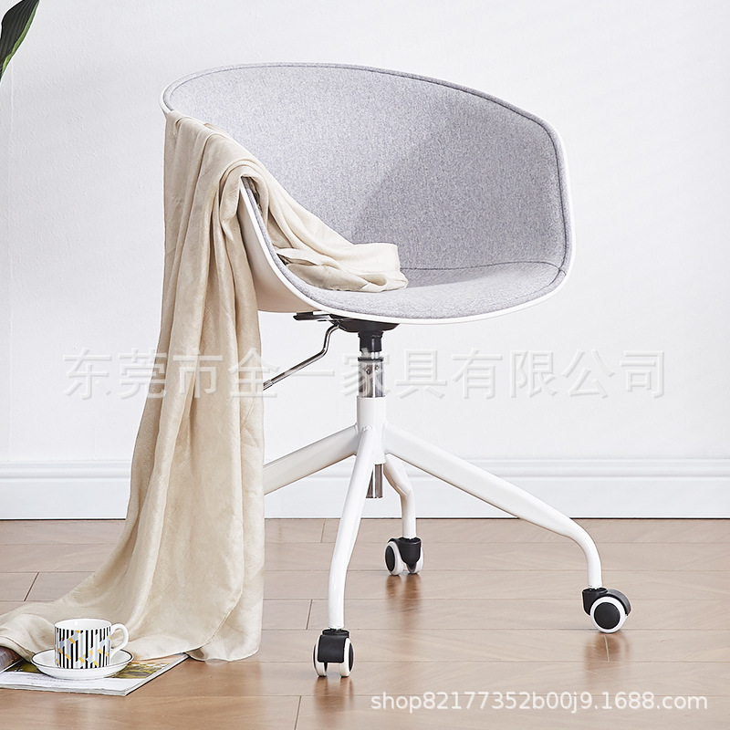 北欧软包升降扶手电脑椅家用简约旋转移动书房学习写字洽谈会议椅