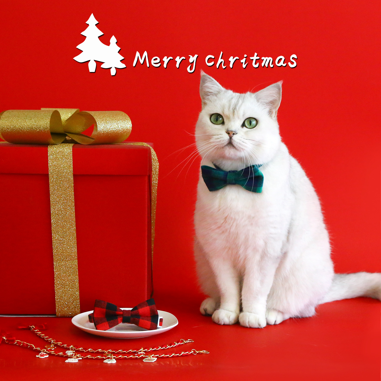 2023 nueva corbata de Navidad collar de mascotas cuadrillas rojas y verdes anti-asfixia ajuste gatos y perros accesorios collar de arco
