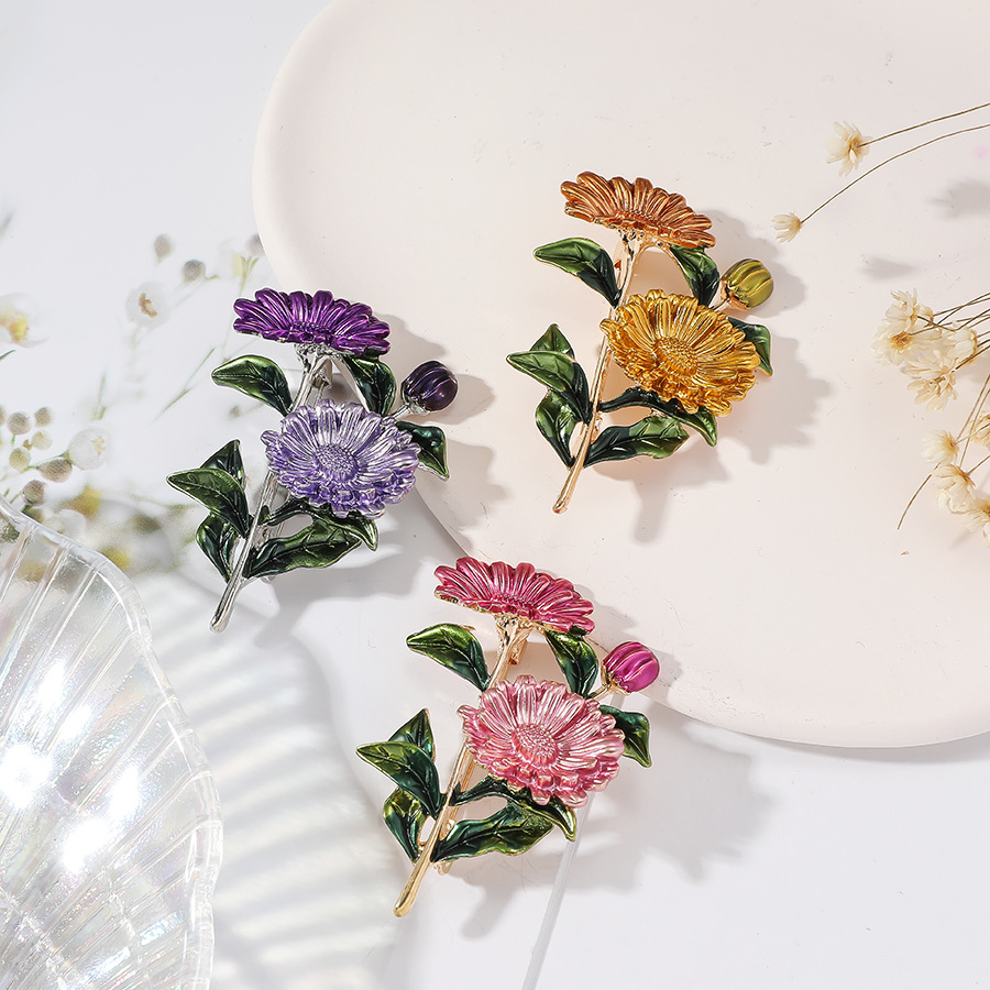 Alfinete de broche de flor crisântemo para mulher estilo_voghion.com