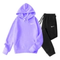 Light purple clothes + black pants, white label