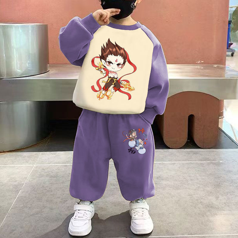哪吒魔童闹海儿童卫衣套装国潮动漫男女童2025春秋装新款休闲宽松|undefined